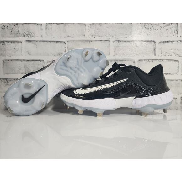 Nike Men’s 8 Alpha Huarache Elite 4 Low Baseball Cleats DJ6521-001 Black/White - Picture 1 of 5